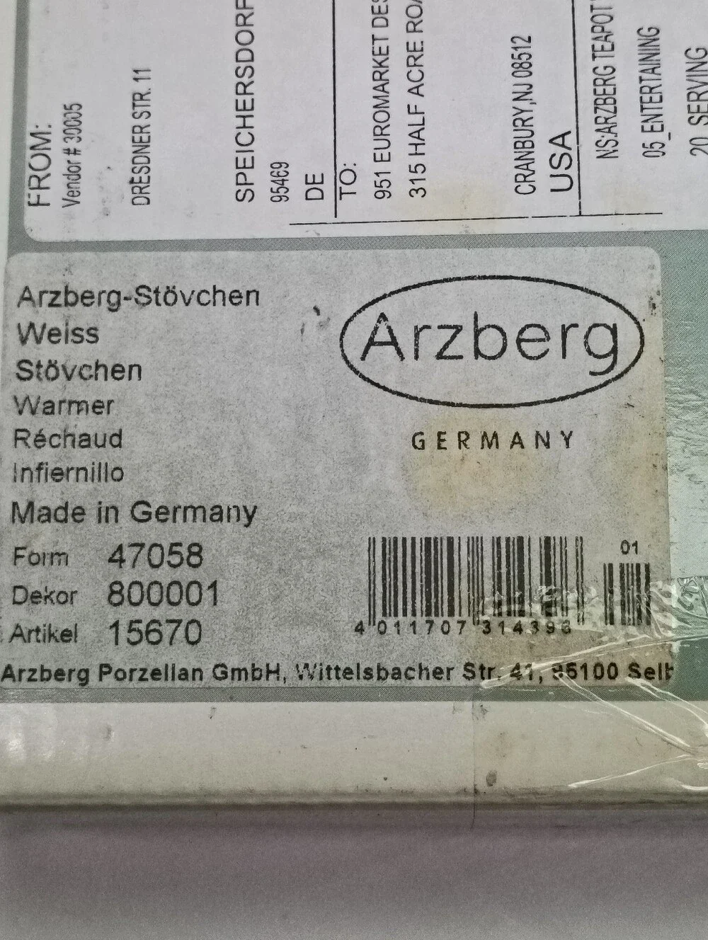 2 Ct Arzberg Teapot Warmer Votive Candle Holder White Porcelain Germany VINTAGE